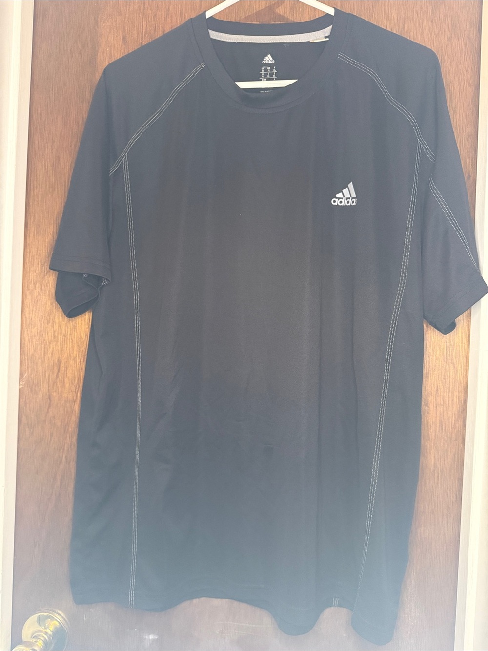 adidas Black Short-Sleeve Athletic Tee with Contrast Stitching